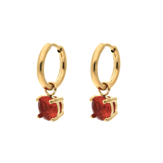 Boucles d'Oreilles Créoles Trendy Rouge Doré
