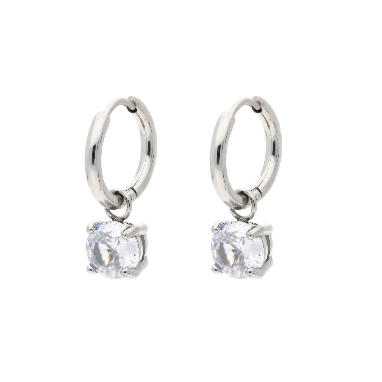 Boucles d'Oreilles Créoles Trendy Transparente Argenté