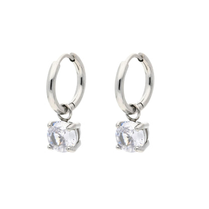 Boucles d'Oreilles Créoles Trendy Transparente Argenté