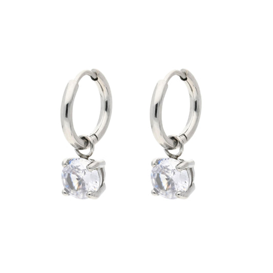 Boucles d'Oreilles Créoles Trendy Transparente Argenté