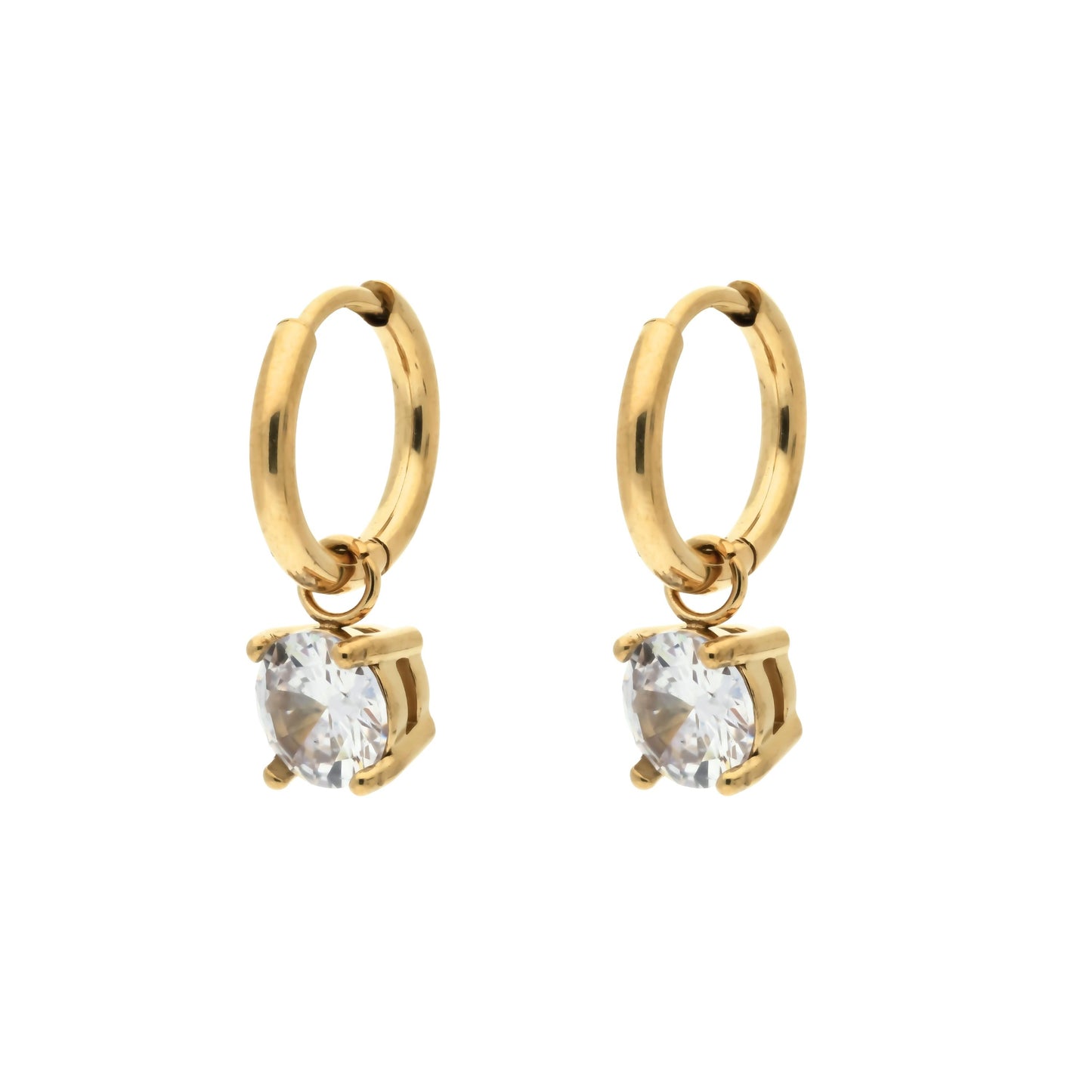 Boucles d'Oreilles Créoles Trendy Transparentes Doré