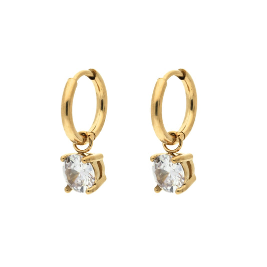 Boucles d'oreilles créoles Trendy Transparentes Doré en acier inoxydable avec oxydes de zirconium transparent - Les Inséparables