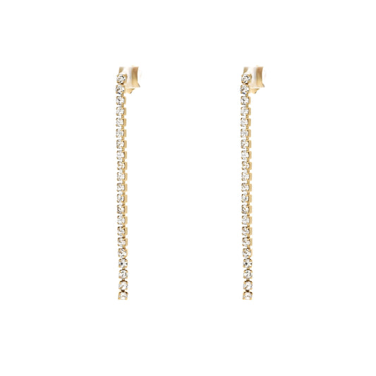 Boucles d'oreilles pendantes Doria en acier inoxydable ornées de zirconiums étincelants – vue détaillée