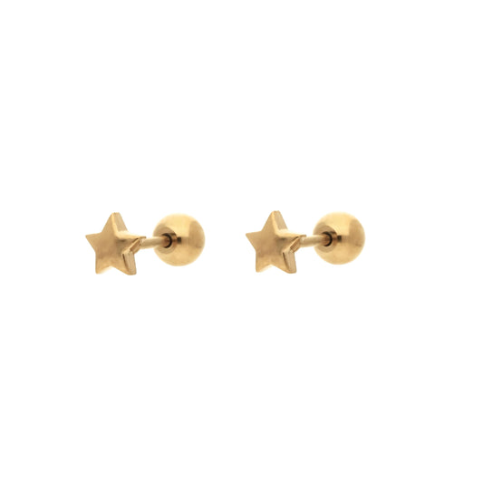 Boucles d'oreilles puces étoile en acier inoxydable doré hypoallergénique, finition polie brillante, minimalistes et élégantes