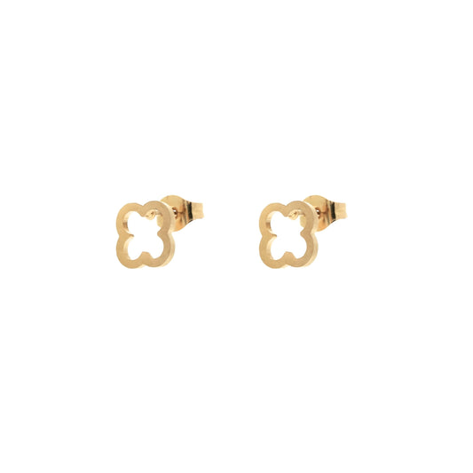 Boucles d'oreilles puces trèfles dorés en acier inoxydable - Design ajouré - Les Inséparables