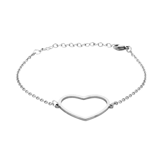 Bracelet cœur argenté Chouchou en acier inoxydable, vue de face