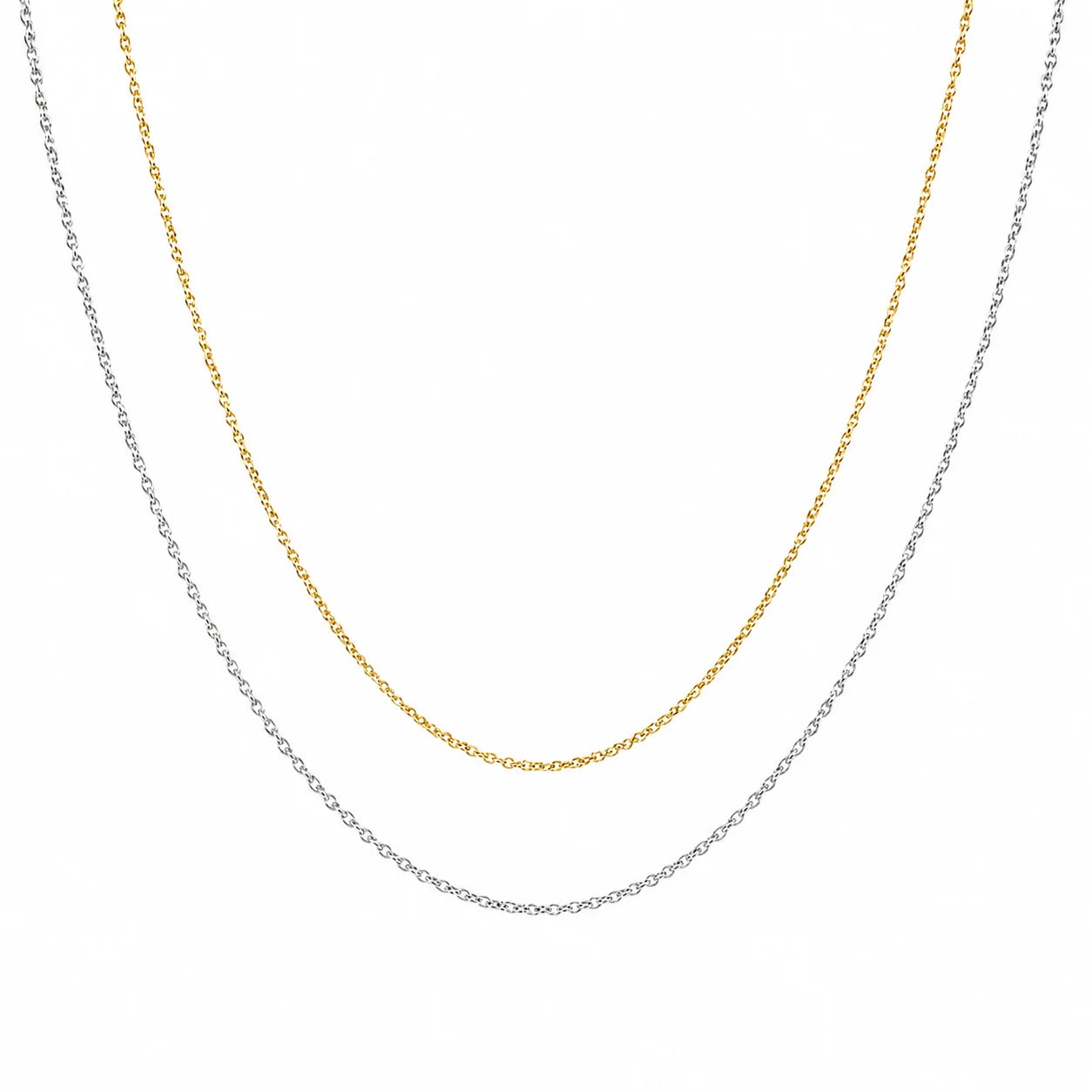 Chaîne simple en acier inoxydable disponible en finition argent et doré, bijou minimaliste 45 ou 60 cm