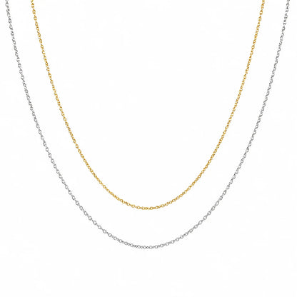 Chaîne simple en acier inoxydable disponible en finition argent et doré, bijou minimaliste 45 ou 60 cm