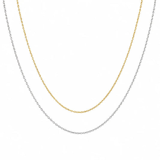 Chaîne simple en acier inoxydable disponible en finition argent et doré, bijou minimaliste 45 ou 60 cm