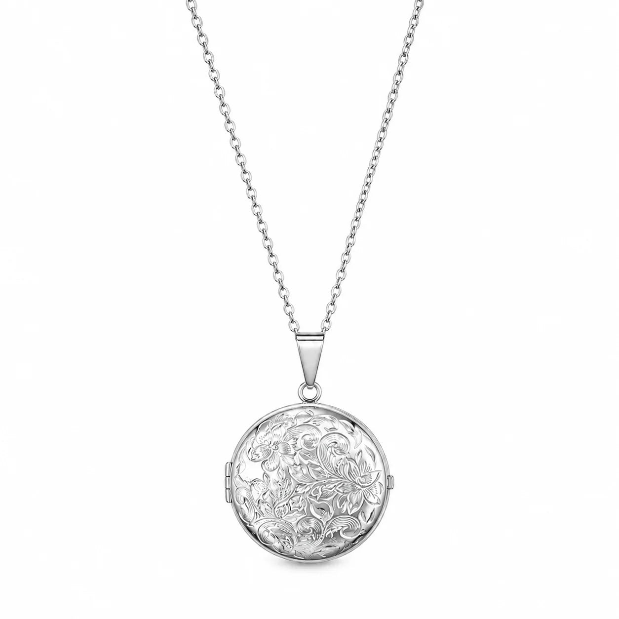 Médaillon argenté gravé pour collier acier inoxydable Les Inséparables