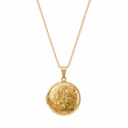 Collier chaîne doré avec médaillon ouvrable acier inoxydable