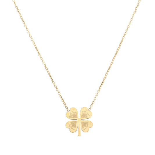 Collier trèfle à quatre feuilles doré Chance, vue de face
