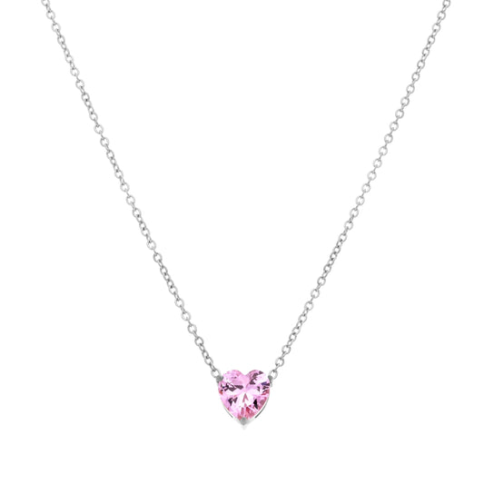 Collier cœur rose argenté Eternity avec pendentif en oxyde de zirconium, vue de face