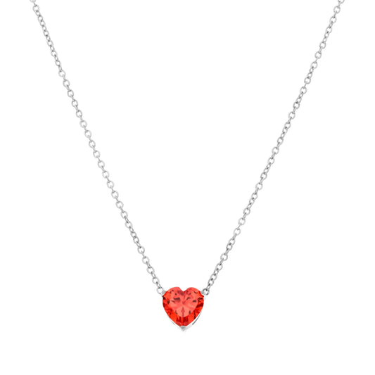 Collier cœur rouge argenté Eternity en acier inoxydable, vue de face