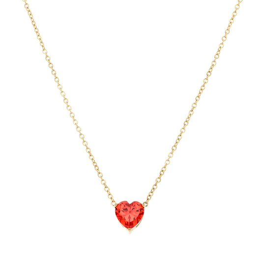 Collier cœur rouge doré Eternity avec chaîne fine, vue de face