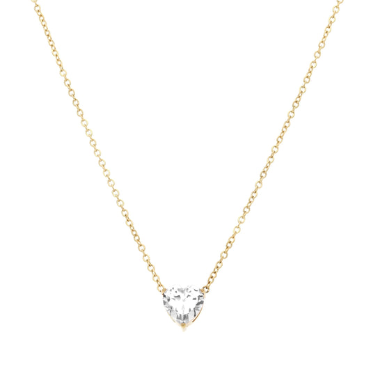 Collier cœur doré Eternity avec oxyde de zirconium transparent, vue de face