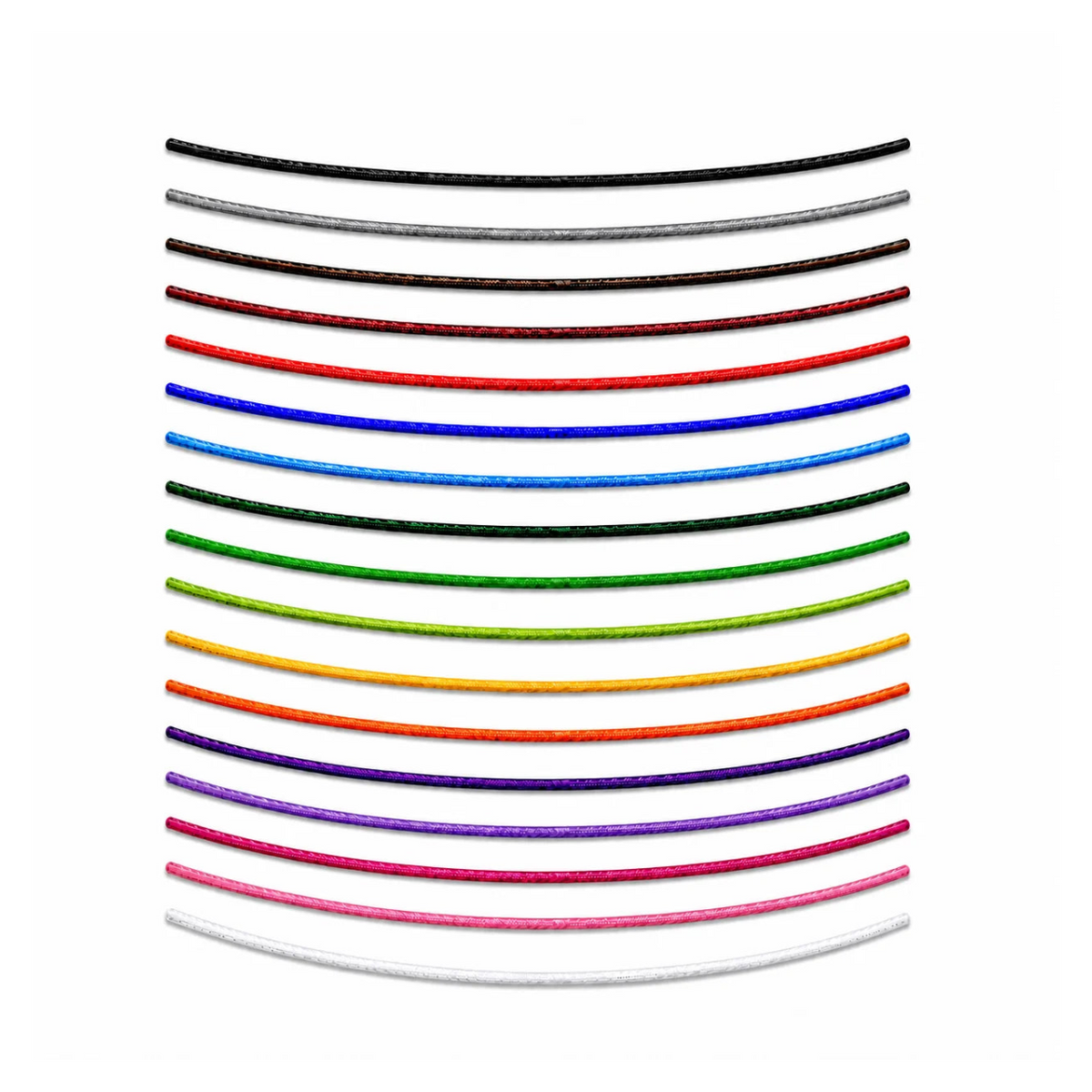 Palette complète de 17 couleurs de cordons collier en nylon hypoallergéniques