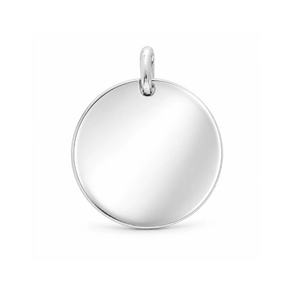 Médaille de 30mm en acier inoxydable finition argentée – bijou gravable personnalisable