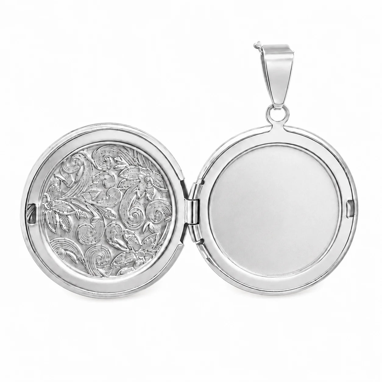 Pendentif médaillon ouvrable argenté - Structure interne gravable