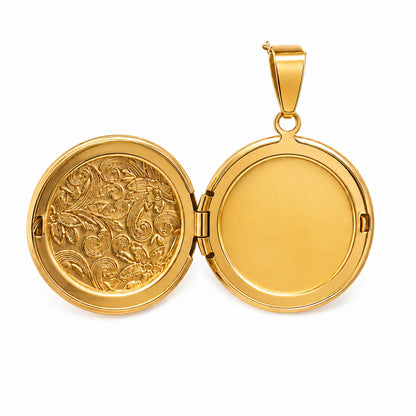 Pendentif médaillon Élégance doré ouvert avec espace personnalisable