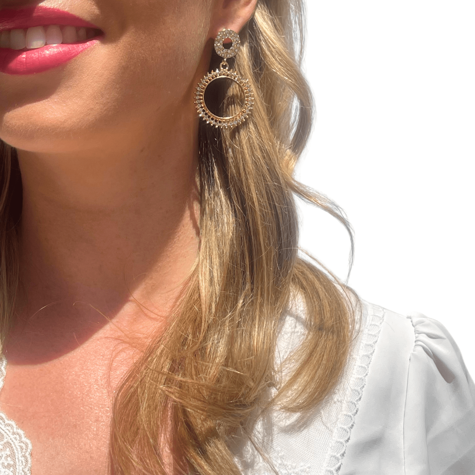 Photo Portée Boucles d'Oreilles Pendantes Cendrillon