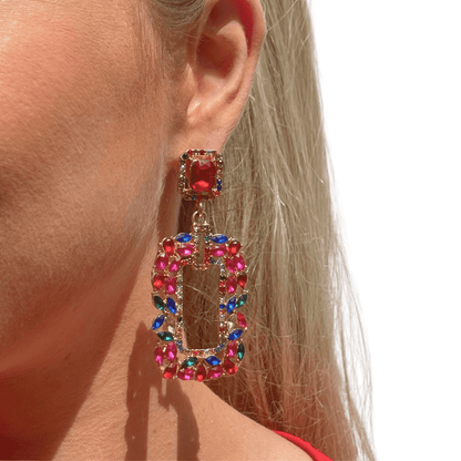 Photo Portée Boucles d'Oreilles Pendantes Éclats d'Arc En Ciel 