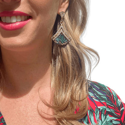Photo Portée Boucles d'Oreilles Pendantes Iridescence 