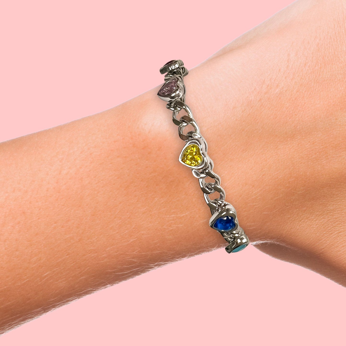 Bracelet Chaîne Amore Multicolore Argenté