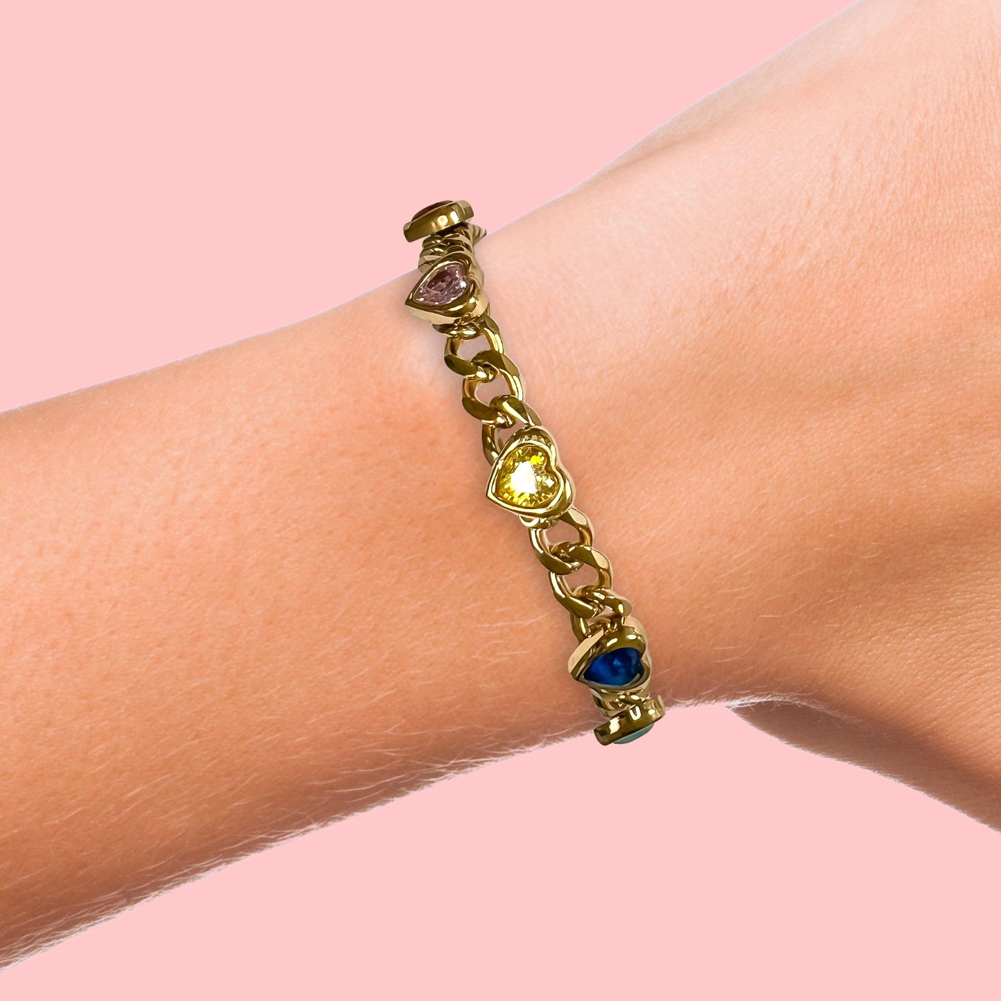 Bracelet Chaîne Amore Multicolore Doré